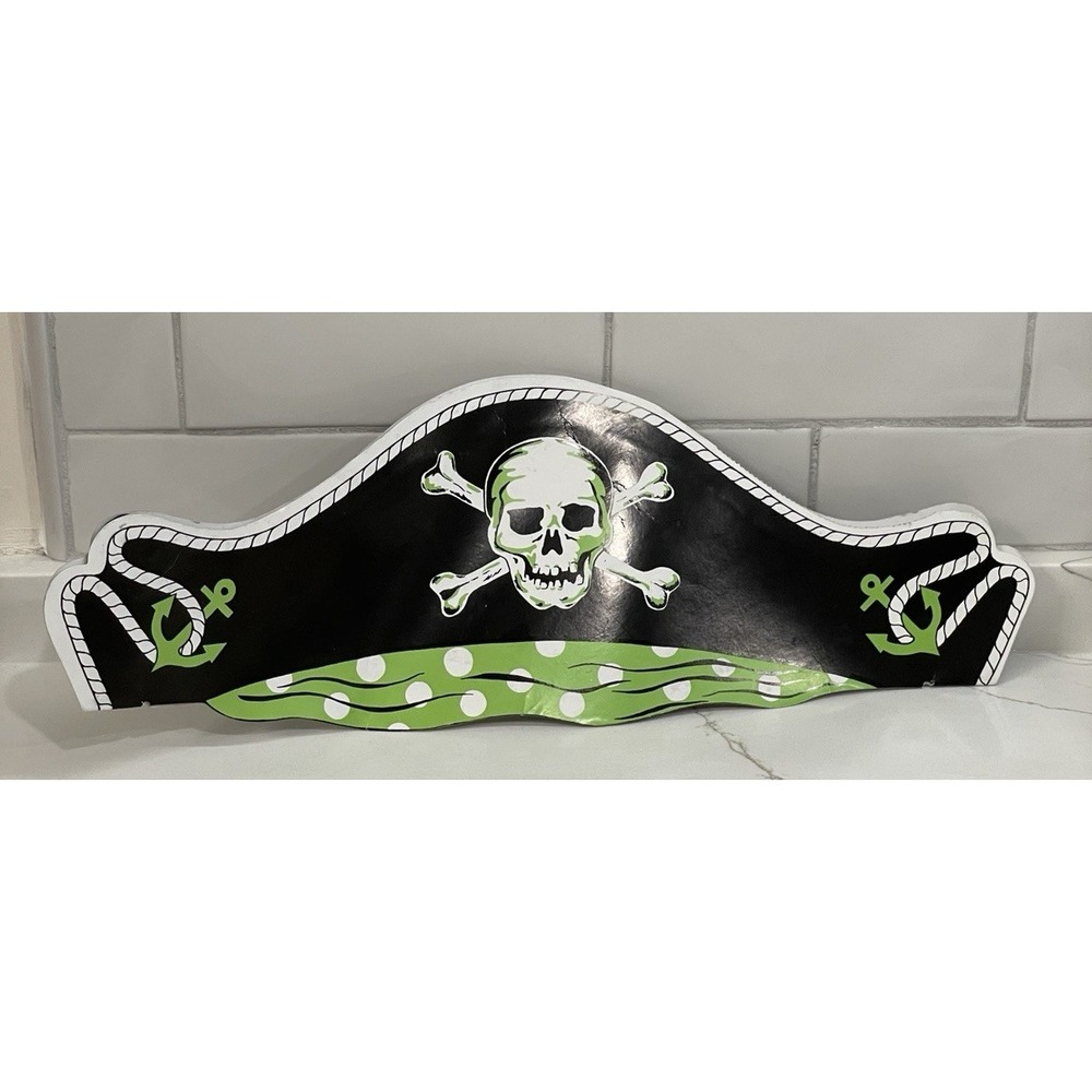 Vintage Halloween Beistle Pirate Black Hat Die Cut Honeycomb Wearable Skull